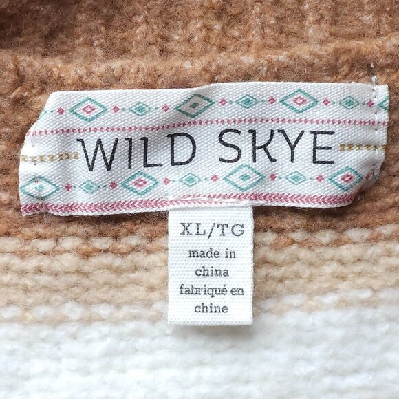 LOVELY Heart Shape Button Sweater Women's Size XL Brown White BNWT WILD SKYE - Picture 3 of 8